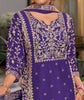 Purple Designer Embroidered Chinon Silk Party Wear Palazzo Suit-Saira's Boutique