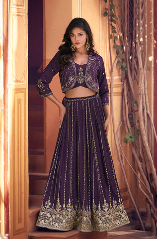 Winter Green Designer Embroidered Chinon Silk Party Wear Palazzo Suit