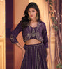 Purple Designer Embroidered Party Wear Jacket Style Chinon Lehenga-Saira's Boutique