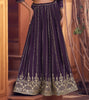 Purple Designer Embroidered Party Wear Jacket Style Chinon Lehenga-Saira's Boutique