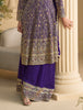 Purple Designer Embroidered Pure Georgette Wedding Palazzo Suit-Saira's Boutique
