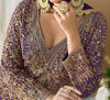 Purple Designer Embroidered Pure Georgette Wedding Palazzo Suit-Saira's Boutique