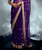 Purple Designer Embroidered Tissue Organza Wedding Party Wear Saree-Saira's Boutique