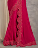 Raspberry Red Designer Embroidered Satin Chiffon Party Wear Saree-Saira's Boutique