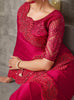 Raspberry Red Designer Embroidered Satin Chiffon Party Wear Saree-Saira's Boutique
