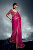 Royal Magenta Designer Embroidered Tissue Organza Wedding Party Wear Saree-Saira's Boutique