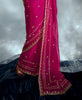 Royal Magenta Designer Embroidered Tissue Organza Wedding Party Wear Saree-Saira's Boutique