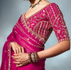 Royal Magenta Designer Embroidered Tissue Organza Wedding Party Wear Saree-Saira's Boutique