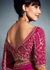 Royal Magenta Designer Embroidered Tissue Organza Wedding Party Wear Saree-Saira's Boutique