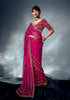 Royal Magenta Designer Embroidered Tissue Organza Wedding Party Wear Saree-Saira's Boutique