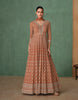 Rust Brown Designer Embroidered Pure Georgette Anarkali Gown-Saira's Boutique