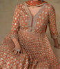 Rust Brown Designer Embroidered Pure Georgette Anarkali Gown-Saira's Boutique