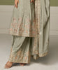 Sage Green Designer Embroidered Party Wear Kurti Style Palazzo Suit-Saira's Boutique