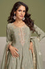 Sage Green Designer Embroidered Party Wear Kurti Style Palazzo Suit-Saira's Boutique