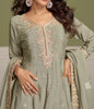 Sage Green Designer Embroidered Party Wear Kurti Style Palazzo Suit-Saira's Boutique