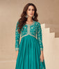 Sea Green Designer Embroidered Chinon Silk Party Wear Anarkali Suit-Saira's Boutique