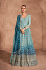 Shaded Blue Designer Heavy Embroidered Pure Georgette Wedding Anarkali Gown-Saira's Boutique