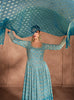 Shaded Blue Designer Heavy Embroidered Pure Georgette Wedding Anarkali Gown-Saira's Boutique