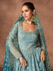Shaded Blue Designer Heavy Embroidered Pure Georgette Wedding Anarkali Gown-Saira's Boutique