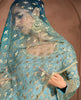 Shaded Blue Designer Heavy Embroidered Pure Georgette Wedding Anarkali Gown-Saira's Boutique