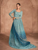 Shaded Blue Designer Heavy Embroidered Pure Georgette Wedding Anarkali Gown-Saira's Boutique