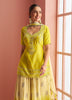 Shaded Citrus Yellow Designer Embroidered Chinon Silk Sharara Suit-Saira's Boutique