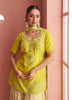 Shaded Citrus Yellow Designer Embroidered Chinon Silk Sharara Suit-Saira's Boutique