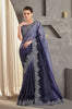 Shaded Dark Purple Designer Embroidered Crush Wedding Party Wear Saree-Saira's Boutique