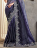 Shaded Dark Purple Designer Embroidered Crush Wedding Party Wear Saree-Saira's Boutique