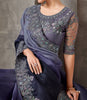 Shaded Dark Purple Designer Embroidered Crush Wedding Party Wear Saree-Saira's Boutique