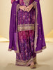 Shaded Magenta Purple Designer Embroidered Chinon Silk Sharara Suit-Saira's Boutique
