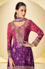 Shaded Magenta Purple Designer Embroidered Chinon Silk Sharara Suit-Saira's Boutique