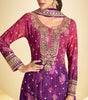 Shaded Magenta Purple Designer Embroidered Chinon Silk Sharara Suit-Saira's Boutique