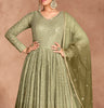 Shaded Olive Designer Heavy Embroidered Pure Georgette Wedding Anarkali Gown-Saira's Boutique