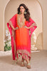 Shaded Orange Designer Embroidered Crepe Silk Party Wear Kaftan Suit-Saira's Boutique