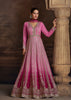 Shaded Pink Designer Heavy Embroidered Pure Georgette Wedding Anarkali Gown-Saira's Boutique