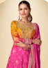 Shaded Pink Yellow Designer Embroidered Chinon Silk Sharara Suit-Saira's Boutique