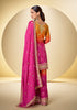 Shaded Pink Yellow Designer Embroidered Chinon Silk Sharara Suit-Saira's Boutique