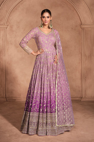 Winter Green Designer Embroidered Chinon Silk Party Wear Palazzo Suit