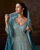 Shaded Teal Designer Heavy Embroidered Pure Georgette Wedding Anarkali Gown-Saira's Boutique