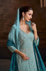 Shaded Teal Designer Heavy Embroidered Pure Georgette Wedding Anarkali Gown-Saira's Boutique