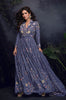 Slate Blue Designer Embroidered Chinon Silk Party Wear Anarkali Suit-Saira's Boutique