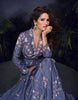 Slate Blue Designer Embroidered Chinon Silk Party Wear Anarkali Suit-Saira's Boutique