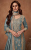 Slate Blue Designer Embroidered Fancy Silk Party Wear Suit-Saira's Boutique