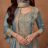 Slate Blue Designer Embroidered Fancy Silk Party Wear Suit-Saira's Boutique