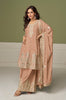 Taupe Designer Embroidered Party Wear Kurti Style Palazzo Suit-Saira's Boutique
