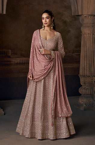 Winter Green Designer Embroidered Chinon Silk Party Wear Palazzo Suit