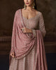 Taupe Pink Designer Heavy Embroidered Pure Georgette Wedding Anarkali Gown-Saira's Boutique