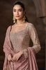 Taupe Pink Designer Heavy Embroidered Pure Georgette Wedding Anarkali Gown-Saira's Boutique