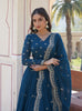 Teal Blue Designer Embroidered Faux Georgette Wedding Anarkali Suit-Saira's Boutique
